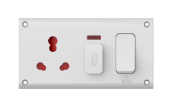 5 IN ONE UNIVERSAL SWITCH SOCKET COMBINED with fuse  indicator  safety shutter & junction box